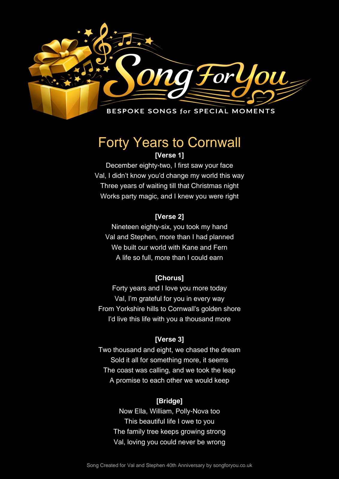 Designed Printable Lyric Artwork Sheet